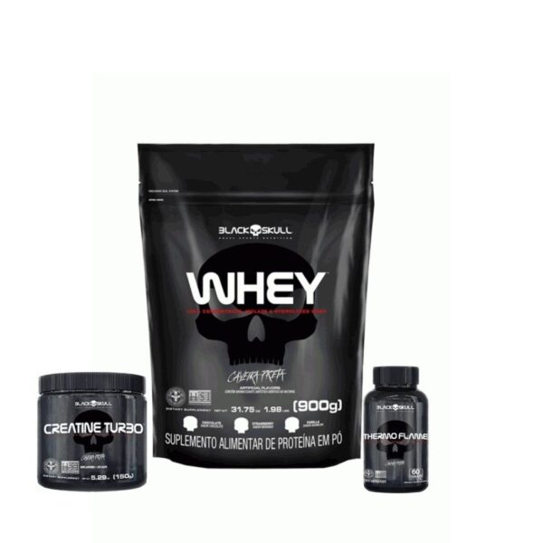 Combo Whey + Creatina + Thermo Black Skull