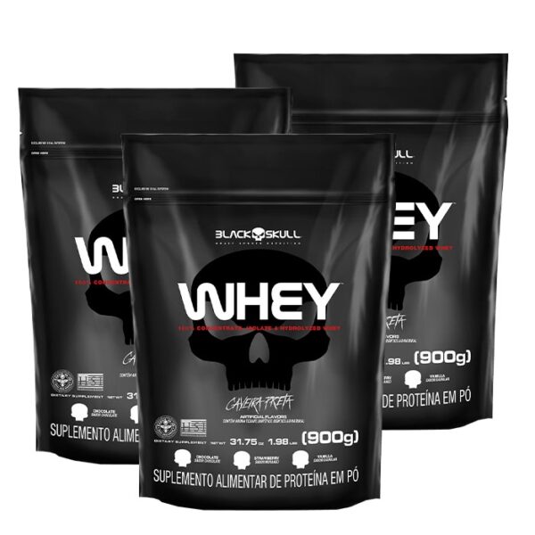 Whey Protein Refil (900g) - 3 unidades Black Skull